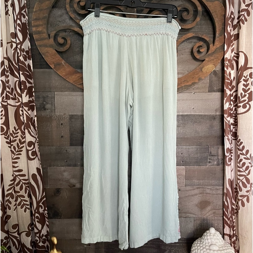 Summer Pants Wide Leg Sage/Mint Green Lightweight Hippie Boho Festival